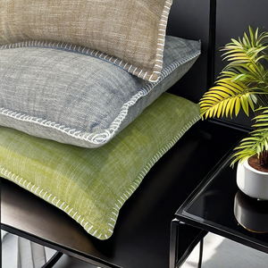 หมอนอิงขนนกสำหรับตกแต่งบ้านปลอกหมอนผ้าลินินแบบเรียบง่ายยัดไส้ไส้ขนเป็ด - Product Image 4