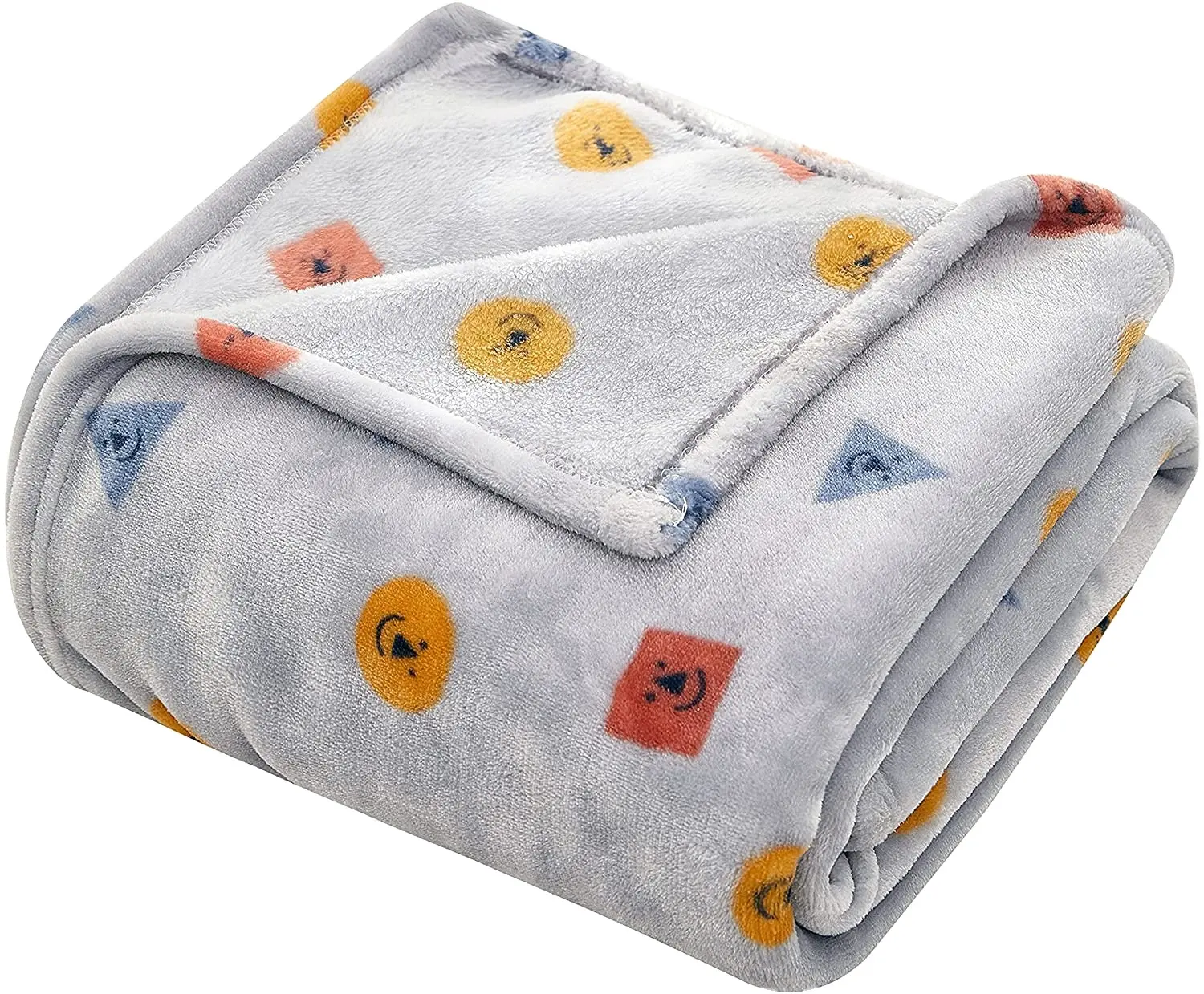 Thời Trang Mới Siêu Mềm Flannel Lông Cừu Chăn Với Nụ Cười Khuôn Mặt Và Hình Học In Ấn Cho Trẻ Em