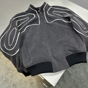 Fabricants OEM, veste en toile pour homme sur mesure, lavée, impression sérigraphique, fermeture éclair, style streetwear - Product Image 3