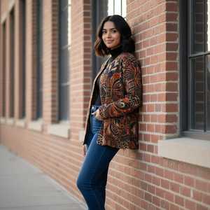Cotton <b>Kantha</b> Quilted Breathable Zipper Printed Reversible <b>Jacket</b> for Women-Handmade Patchwork Casual Outerwear - Product Image 3