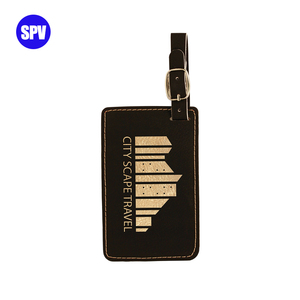 Etiqueta de equipaje de cuero blanco de polipiel laserable rosa con logotipo de grabado láser - Product Image 3