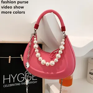 In Stock 2022 fashion eva women hand bags Pu leather pearl handbag shoulder ladies custom purses and bags