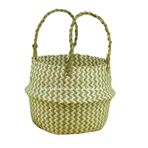 Натуральная плетеная Сумка-тоут для морских водорослей, корзина для хранения белья, крышка для горшка для пикника и растений и пляжная сумка