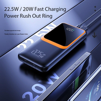 Batterie externe haute capacité 30000mAh avec câbles, charge rapide PD 22.5W, écran LED, station d'alimentation portable USB