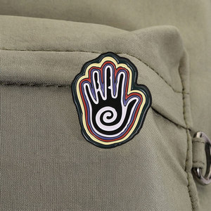 Broche Métallique Vintage Abstraite Tribale à Motif Spirale Arc-en-ciel et Palme, Style <span class=keywords><strong>Hippie</strong></span>, pour Collection et Cadeau - Product Image 5