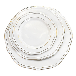 Ensemble d'assiettes et de bols en porcelaine <span class=keywords><strong>chic</strong></span> et moderne à bord doré Approvisionnement d'usine sûr pour la maison Hôtel Ensemble de vaisselle élégant en gros - Product Image 4