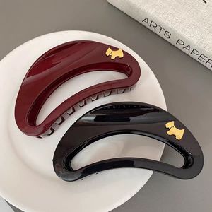 Pince à cheveux coréenne ovale creuse en plastique couleur unie, style nuage, pour femme - Product Image 1