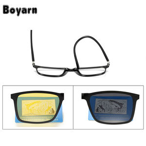 حار المغناطيسي النظارات الشمسية الرجال 5 في 1 الاستقطاب كليب على النظارات الشمسية النساء مربع نظارات خفيفة للغاية نظارات للرؤية الليلية 8804 - Product Image 3