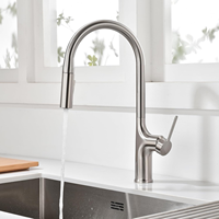 Robinet de cuisine classique certifié DOE en acier inoxydable 304, 2 modes, finition nickel brossé, monocommande, montage sur plan, pour usage hôtelier
