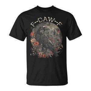 F Caw F Raven Bird T-shirt graphique noir unisexe pour adulte, col rond, manches courtes, impression numérique - Product Image 1