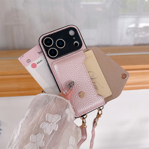 เคสโทรศัพท์หนังแท้แบบสายคล้องคอสำหรับผู้หญิง สำหรับ iPhone 15 16 Plus, เคส iPhone 17 Pro Max พร้อมช่องใส่บัตรแบบสะพายข้าง - Product Image 4