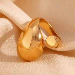 Gioielli minimalisti 18K oro placcato anelli da donna in acciaio inossidabile colore abbinamento anelli aperti grossi