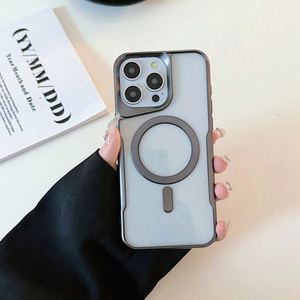 เคสโทรศัพท์ใสแบบแม่เหล็ก TPU สำหรับ iPhone 12 13 14 15 Pro Max เคลือบไฟฟ้าแบบแม่เหล็ก ขายส่ง - Product Image 5