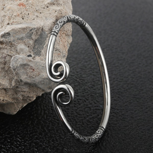 yunnique Titanium Steel Open <b>Bangle</b> Unisex Retro Stainless Steel Jewelry 280714 - Product Image 3