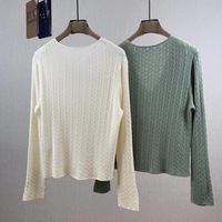 Nouveau Cardigan Femme Printemps-Été en Laine Tricotée à Col V, Coupe Slim, Motif Torsadé, Boutons Perle, Tissu Sergé Fin, Haut Décontracté Léger
