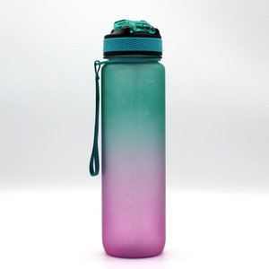 زجاجة مياه تحفيزية بلاستيكية بتصميم جديد للرياضة واللياقة البدنية وصالة الألعاب الرياضية والأماكن الخارجية ، باللون الأخضر والأرجواني - Product Image 6