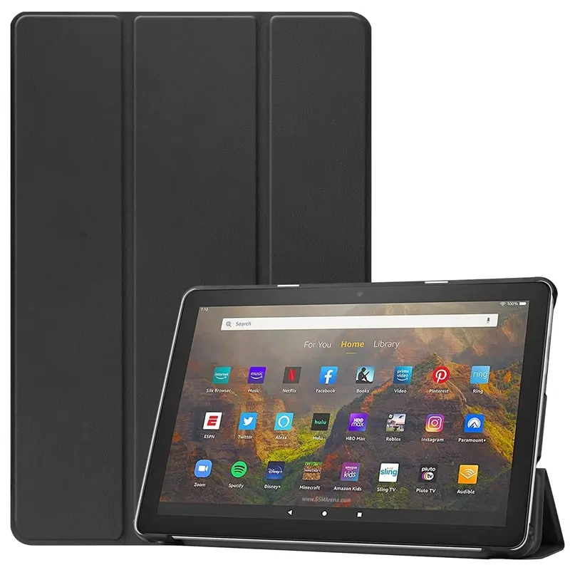 For Amazon Kindle Fire HD 10 Case Smart PU Leather Tri-flold Tablet PC Cover for Kindle Fire HD 10 Plus 2021