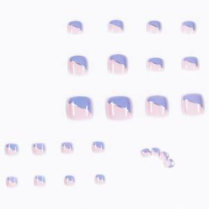 Oem Private Label Nieuwe Tenen Valse Nagels 24 S/box 3d Franse Ontwerpen Voet Valse Kunstnagel Tips Vierkante Druk Op Teennagels - Product Image 4