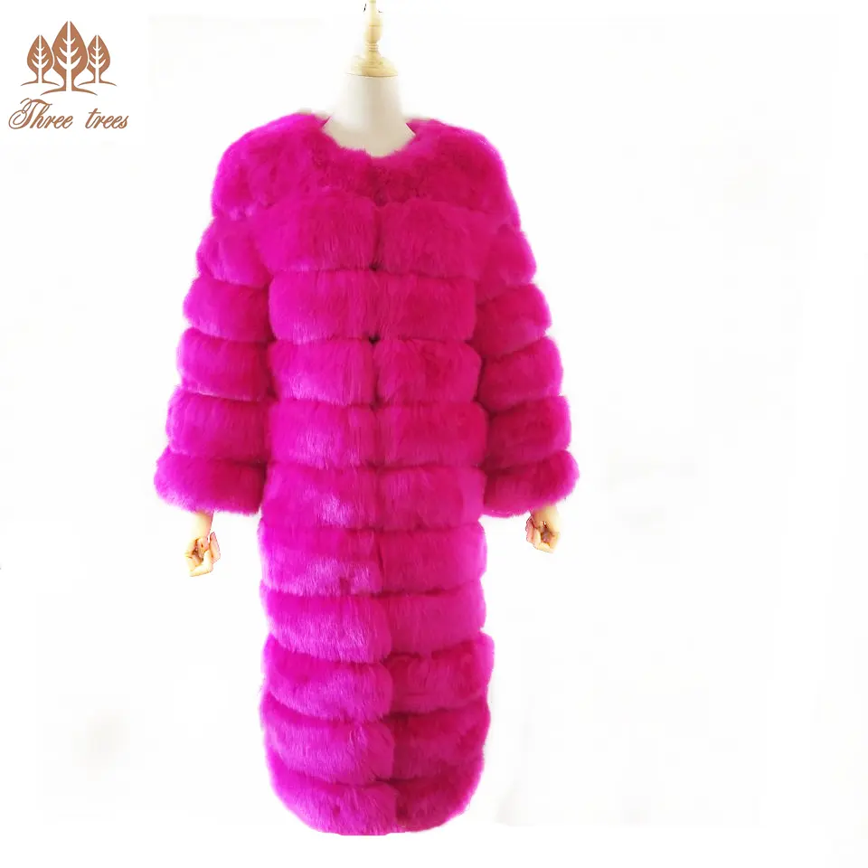 Cappotti di pelliccia di volpe da donna di lusso invernali cappotti di pelliccia a figura intera sopra il ginocchio per donna