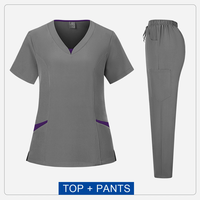 Offre Spéciale personnalisé Jogger Spa Vêtements En Gros Vêtements De Travail Salon Uniforme Robe Femme Gommage Costumes Impression Numérique Tissé Gommage Ensembles