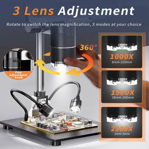 <span class=keywords><strong>Microscope</strong></span> numérique IPS 10.1 pouces 1080P 24 MP avec zoom 1000X 1500X 2500X 3 objectifs <span class=keywords><strong>Photo</strong></span> réelle pour réparation mobile PCB soudure - Product Image 3