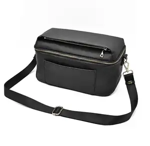 Professional Custom Make Black Vegan Leather Crossbody Shoulder Camera Bag For Photography