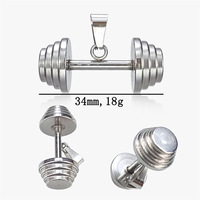 Collier tendance pour homme en acier inoxydable avec pendentif haltère et chaîne en bambou, style sportif printanier, accessoires de mode en gros