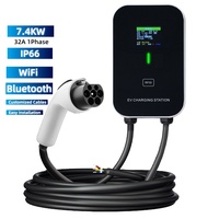 Nouveau chargeur mural pour véhicules électriques Megaevse 22KW 32A Type 2 triphasé avec WiFi pour contrôle par application, étanche IP66, noir