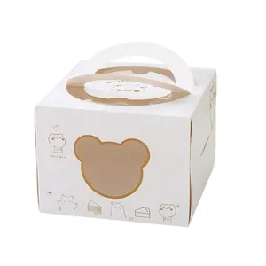 Wholesale 4 inches portable paper box cake dessert box paper cheesecake cardboard cake box with and window