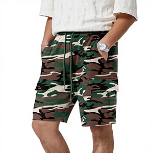 Shorts cargo bermuda pour homme en polyester bleu marine à cordon de serrage, à carreaux, taille mi-haute, décontractés, respirants, tricotés, pour le sport et la gym, séchage rapide - Product Image 1