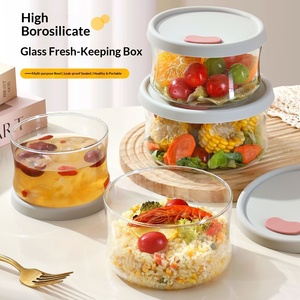 Lonchera Redonda de Vidrio Hermética para Niños, Regreso a Clases, Recipiente de Alimentos de Vidrio de Borosilicato Alto, Apto para Horno de Microondas - Product Image 1