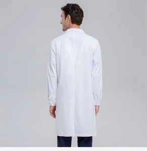 Blouse de laboratoire blanche personnalisée avec LOGO, à manches longues, pour médecin, hôpital, clinique, robe chirurgicale unisexe, uniforme médical en tissu peigné - Product Image 4