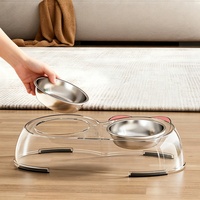 Gamelle double pour animaux de compagnie avec oreilles de chat, en plastique intégré, anti-choc, écologique, étanche IPX5, pour petits et moyens animaux