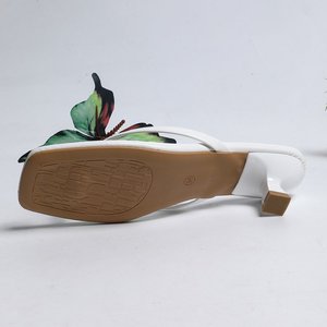 Q12 Cross Border Niche Temperament butterfly One-piece slippers New Spring and Summer Season Slim <b>Heel</b> square <b>Toe</b> High <b>Heels</b> - Product Image 4