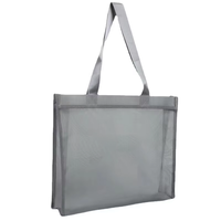 Transparante mesh boodschappentas met ritssluiting, op maat bedrukt, herbruikbare net shopper voor vrouwen, strandtas, groothandel cadeauzak