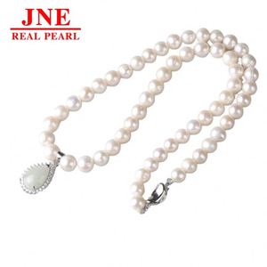 Natural Pearl Necklace White Round Beads Jade Water Drop Pearl Necklace Mother's Gift for <strong>Elders</strong> Mother's Day - Product Image 5