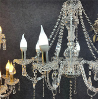 Lustre en acrylique de luxe européen, grand modèle transparent à 10 lumières LED, luminaire suspendu moderne pour mariage, hôtel, salon, entrée, hall d'entrée