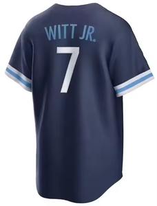 Maillot rayé à col en V sur mesure coupe ajustée pour équipes de baseball et de softball Logo brodé grande taille - Product Image 2