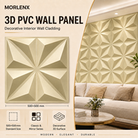 Panneau mural 3D en PVC MORLENX Champagne Gold Pinwheel, décor géométrique facetté pour l'intérieur des appartements et des halls d'entrée