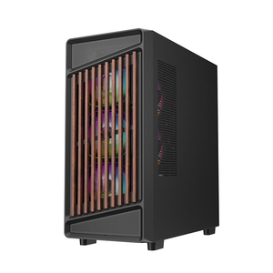 Nuevo estilo Panel lateral de vidrio templado Ventana Escritorio Torre media ATX Gaming Computer <span class=keywords><strong>PC</strong></span> Case <span class=keywords><strong>con</strong></span> base de madera - Product Image 4