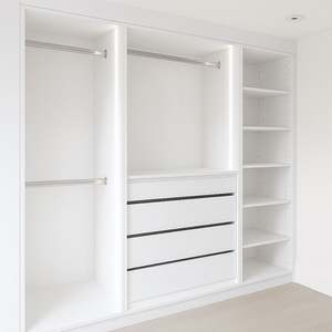 SANTOPOVA Modern <b>White</b> Wood Grain Finish <b>Wardrobe</b> <b>Sliding</b>/Folding <b>Doors</b> for Living Room Application - Product Image 3