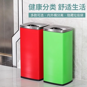 Stainless steel foot-operated, <b>lidded</b> recycling <b>bins</b> for indoor use (two, three, four types of waste <b>bins</b>) and commercial use. - Product Image 3