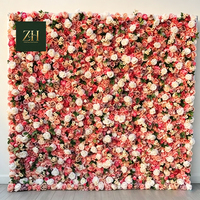 Faltbare Orange-Rote 3D Künstliche Rosen-Blumenwand für Hochzeiten und Events, Fotokulisse aus Seidenblumen