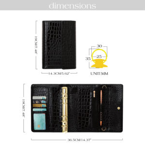 Etsy TK Best Seller 6 anillo de oro A6 cuero de cocodrilo <span class=keywords><strong>Carpeta</strong></span> de presupuesto billetera Fly Leaf insertos <span class=keywords><strong>portadocumentos</strong></span> productos de archivo - Product Image 4