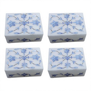 Boîte d'incrustation de marbre de produit de qualité supérieure de conception de meilleure classe avec l'utilisation matérielle de nacre pour le stockage de bijoux article d'emballage de cadeau - Product Image 1