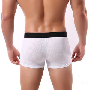 Vente en gros de caleçons boxer à taille moyenne avec logo personnalisé 88% polyester souple pour homme sans couture logo personnalisé - Product Image 2