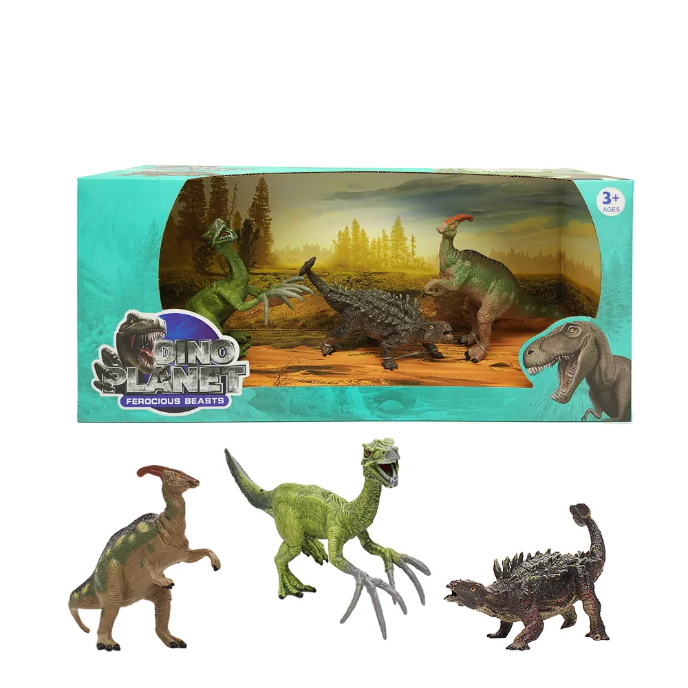 Therizinosaurus Parasaurolophus Saichania דינוזאור מודל פלסטיק צעצוע לילדים אוסף