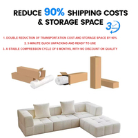 Canapé modulaire en forme de L surdimensionné, sans armature, avec rembourrage en éponge, canapé nuage compressé avec pouf