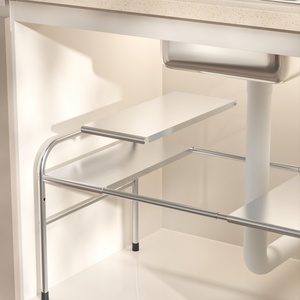 Rust Resistant Durable Stainless Steel Expandable Non-Folding <strong>Steady</strong> Shelf Adjustable Width Flexible Design Modern Storage <strong>Rack</strong> - Product Image 1