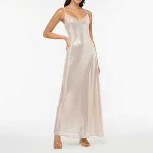 Slip Simple Designer Fashion Style Pailletten Langes Kleid Custom Recycled Women Formal Evening Dress